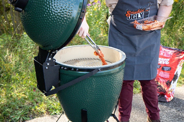 cooking fish big green egg best accessories DOLAMOTY Expander Rack Kit with Drip Pan for Large, Green Egg Replacement Parts, Eggspander Rack for BGE 5 Piece Kit Conveggtor Basket with Removable System This ingenious system allows a variety of set Roasted sea bass with herb